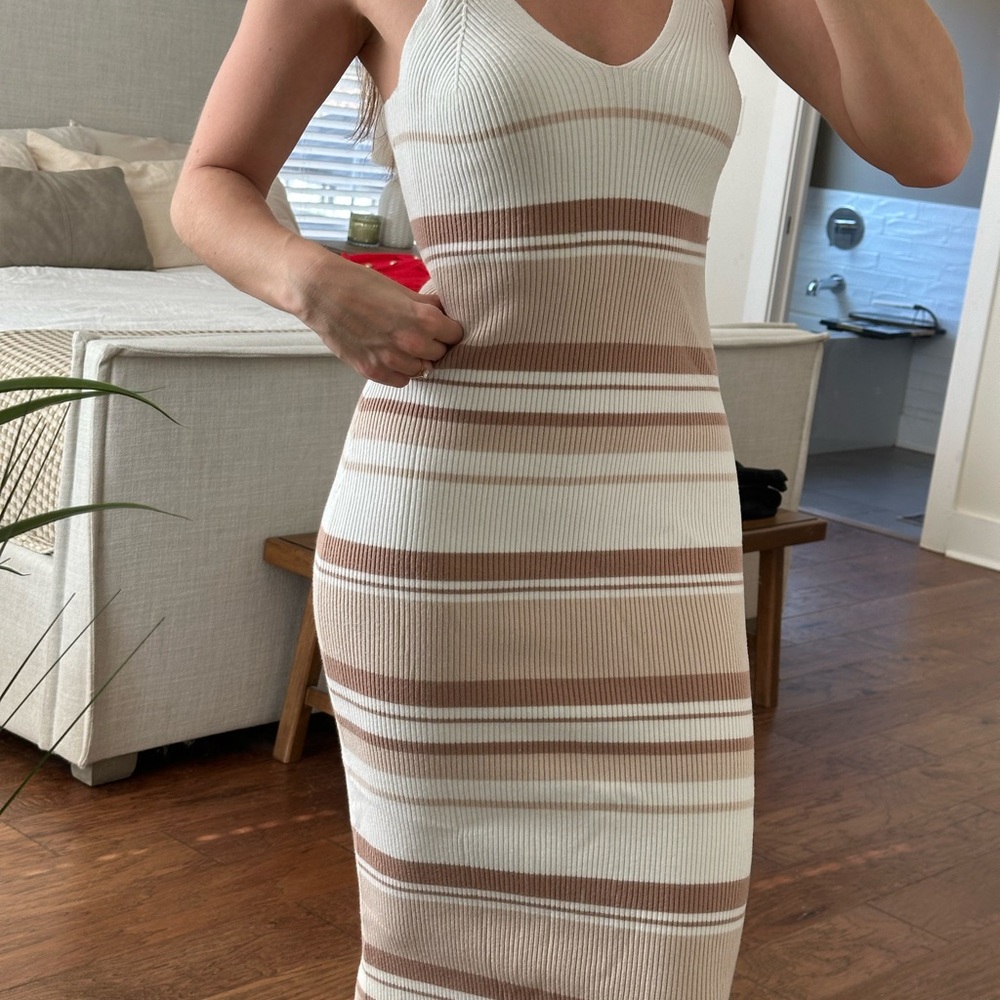Striped Tanktop Dress - Cream and Tan